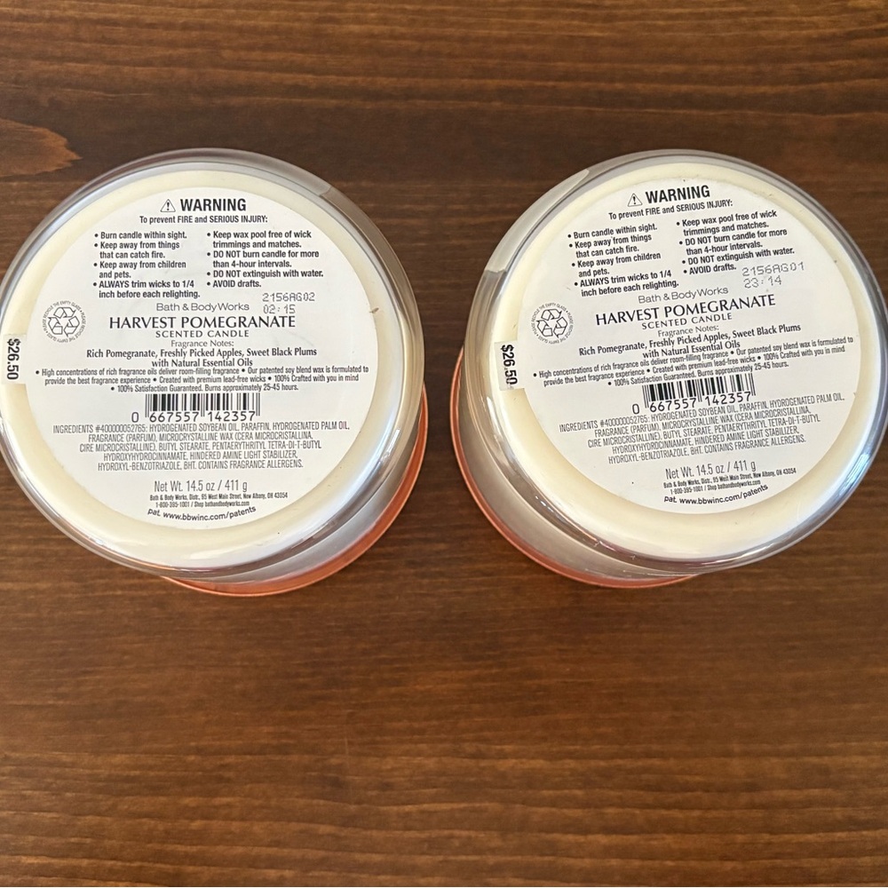 Bath & Body Works Harvest Pomegranate 3-Wick Scented Candle - Rose Gold Lid - Picture 4 of 4